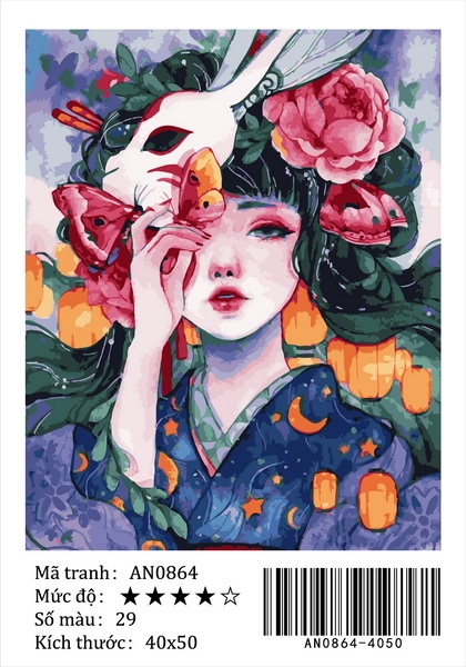 Tranh tô màu theo số cô gái nàng thơ Gam AN0864