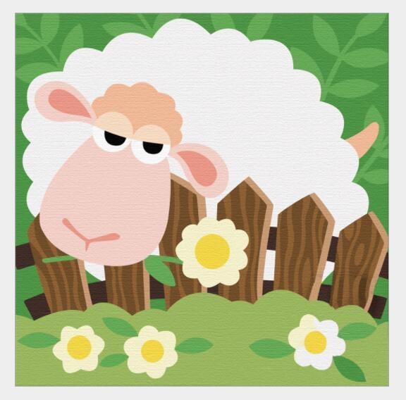 Tranh số hoá Gam HH2035 tranh nhỏ 20x20cm căng sẵn khung