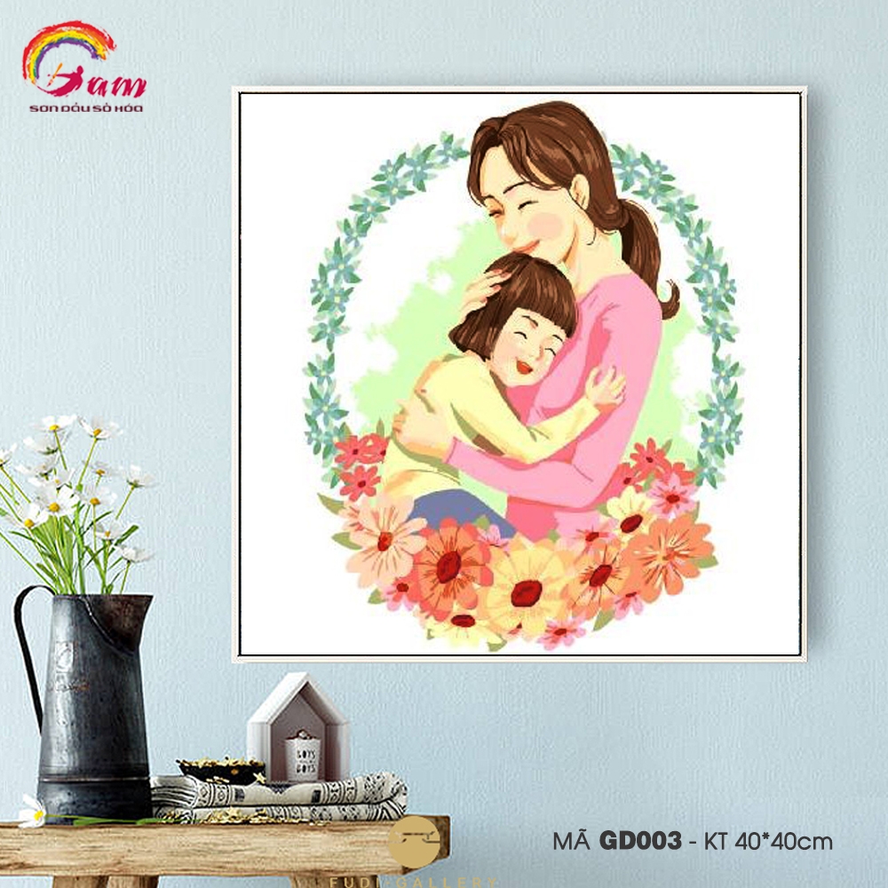 Tranh số hóa Gam GD001 40x40cm căng sẵn khung - GD004