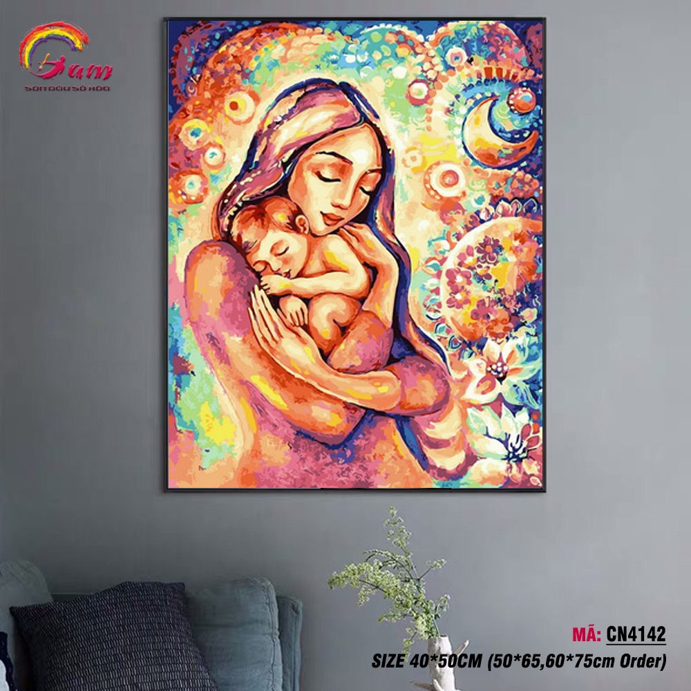 Tranh tự tô màu theo số Gam khổ lớn 50x65cm căng sẵn (Hàng đặt trước) - 40x50cm căng khung