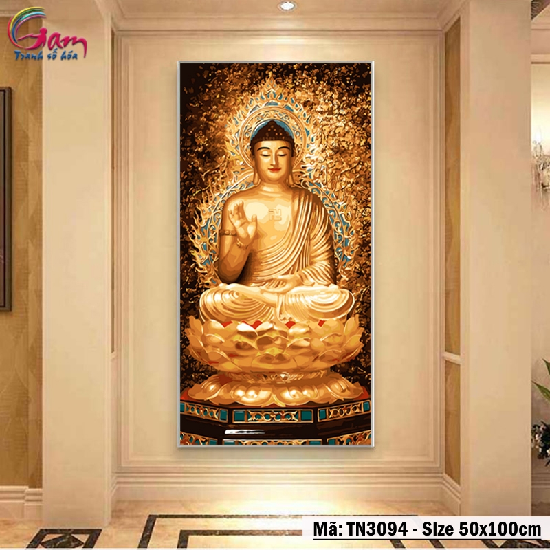 Tranh tô màu số hóa Tổng hợp các mẫu Phật đẹp. Size 40x50cm căng sẵn khung, size 60x90cm KHÔNG KHUNG