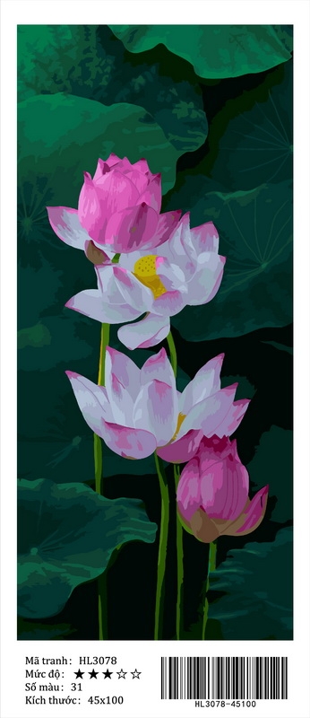 Tranh tô màu theo số Hoa Sen Gam HL307x khổ lớn 45x100cm KHÔNG KHUNG