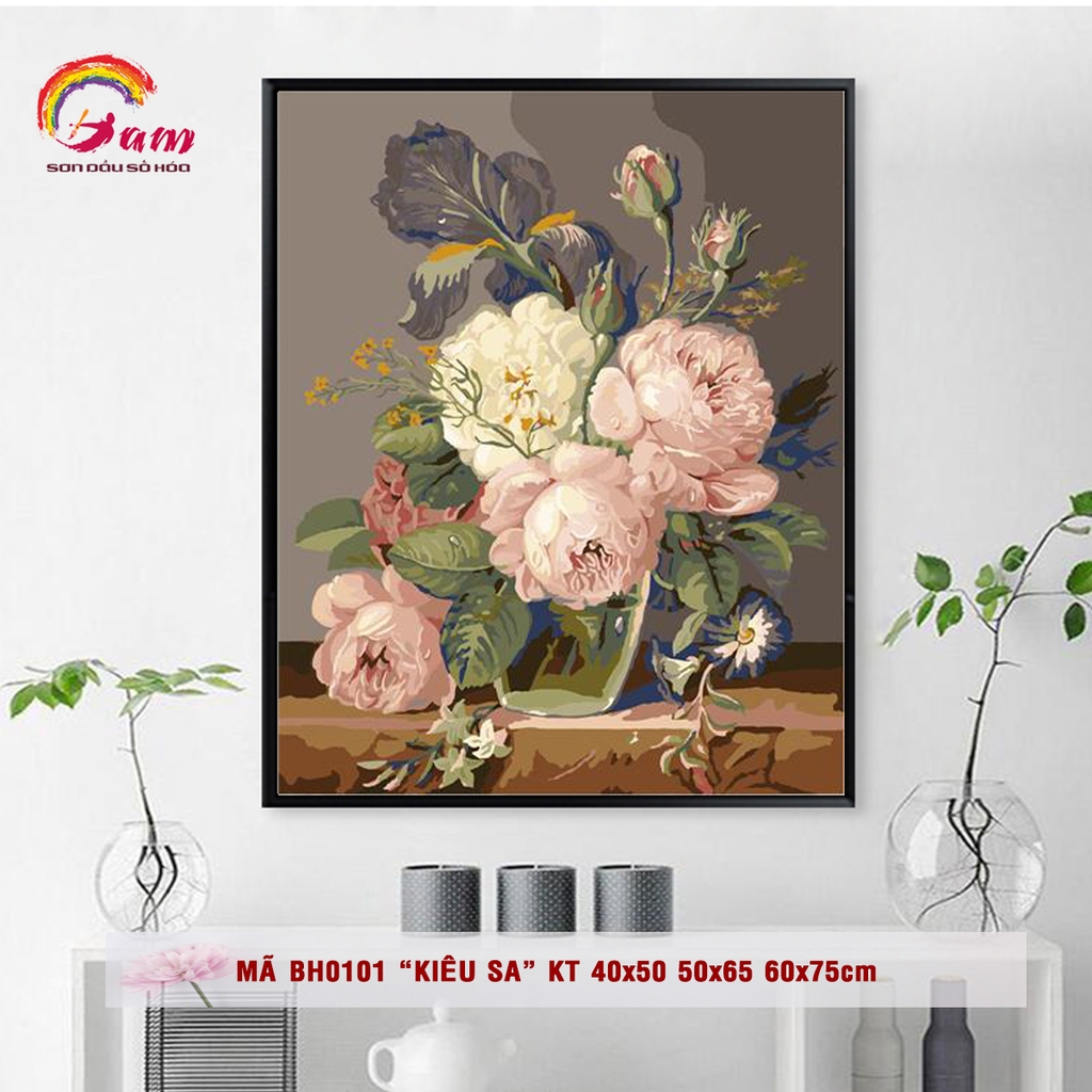 Tranh số hóa Gam tự tô BH0101 khổ lớn 60x75cm căng sẵn (Hàng đặt trước)