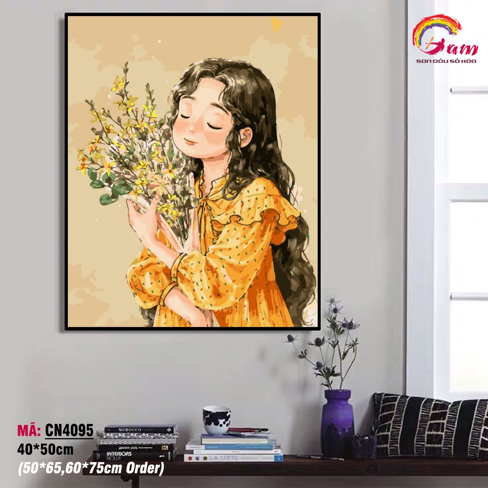 Tranh sơn dầu số hóa tự tô màu Gam khổ lớn 60x75cm căng sẵn (Hàng đặt trước) - Khổ 40x50cm - 40x50cm căng khung