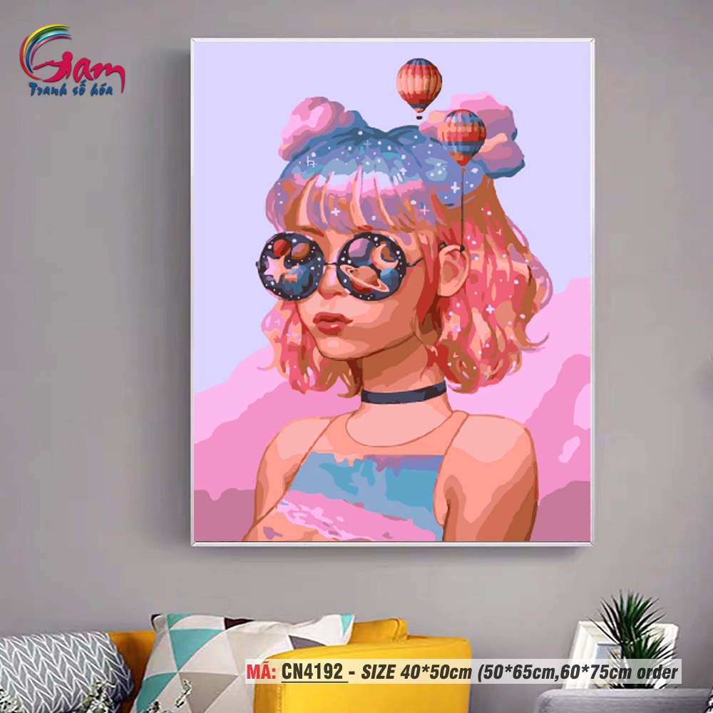 Tranh sơn dầu số hóa tự tô màu Gam khổ lớn 60x75cm căng sẵn (Hàng đặt trước) - Khổ 40x50cm - 40x50cm căng khung