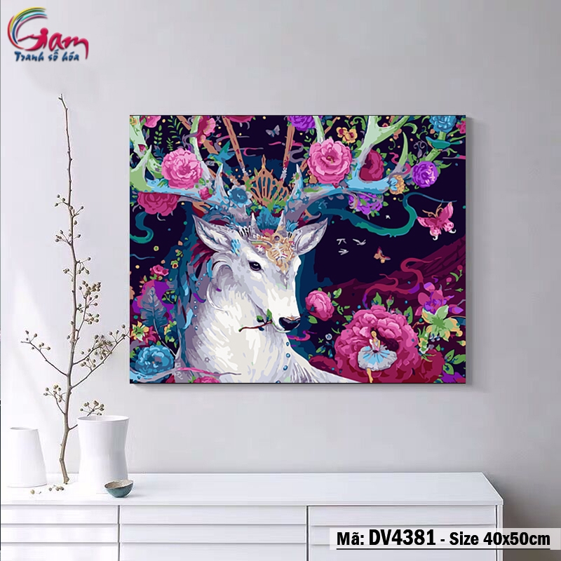 Tranh tô màu theo số động vật Hươu Tuần Lộc GAM DV4381