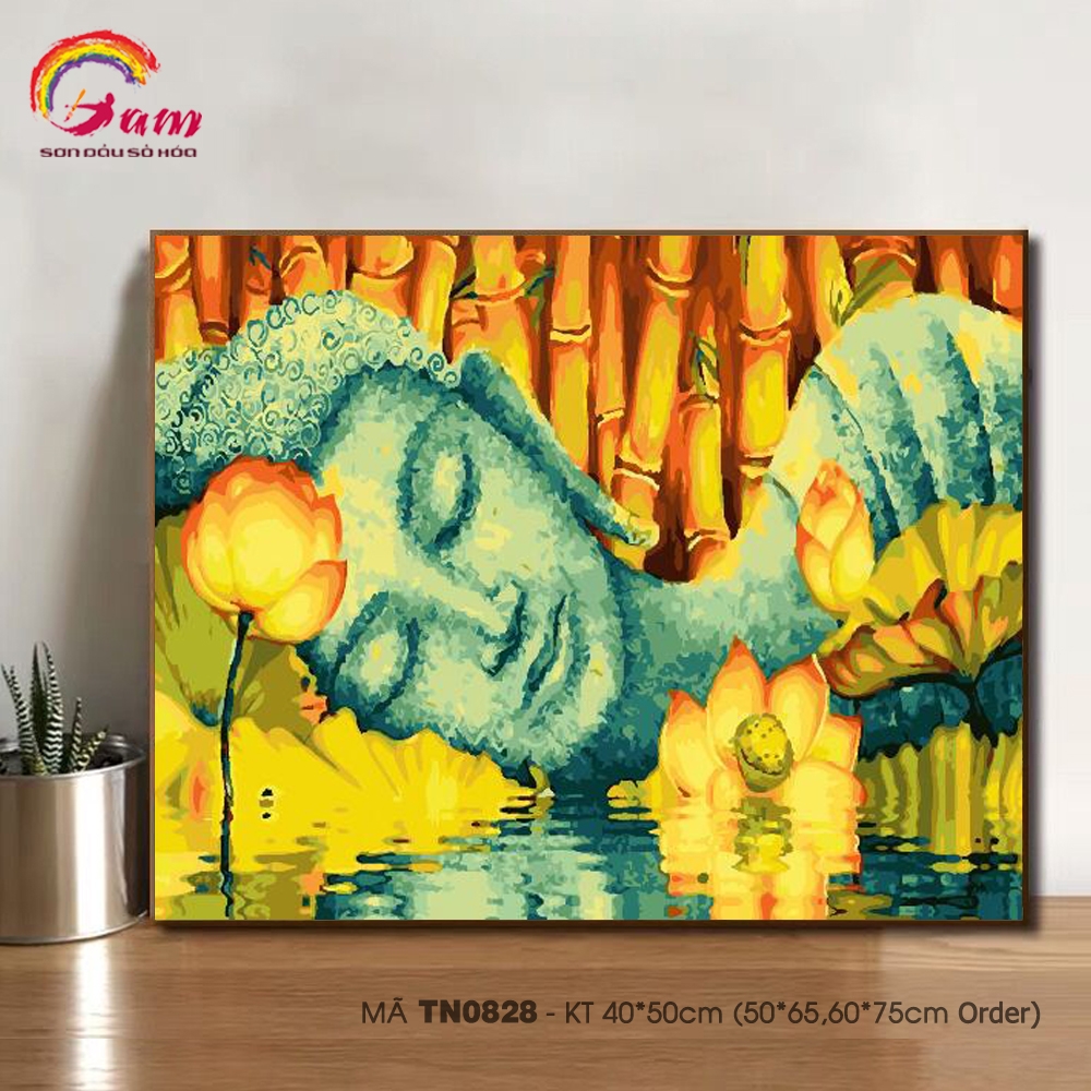 Tranh tự tô màu theo số Gam khổ lớn 50x65cm căng sẵn (Hàng đặt trước) - 40x50cm căng khung