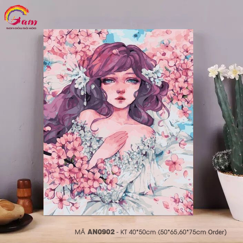 Tranh tô màu số hóa Gam AN0902 40x50cm căng sẵn khung