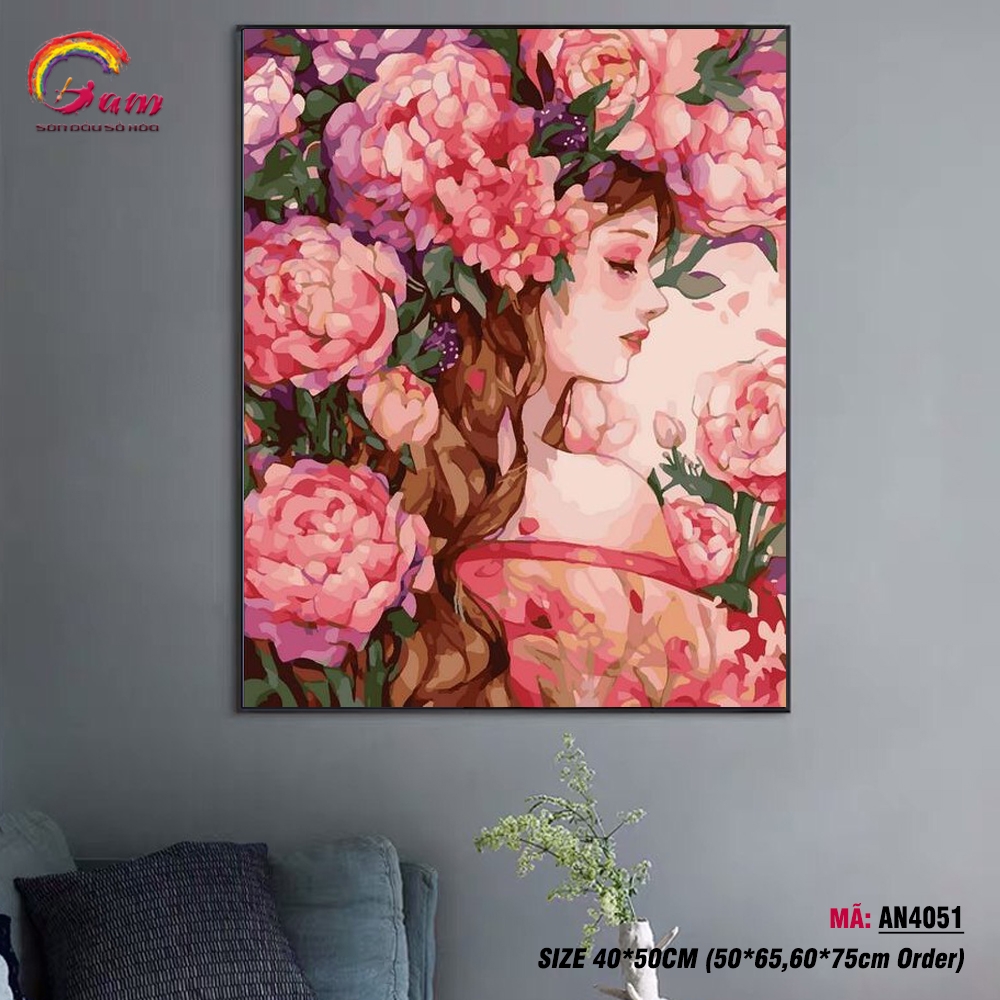 Tranh tô màu số hóa Gam AN4051 40x50cm căng sẵn khung