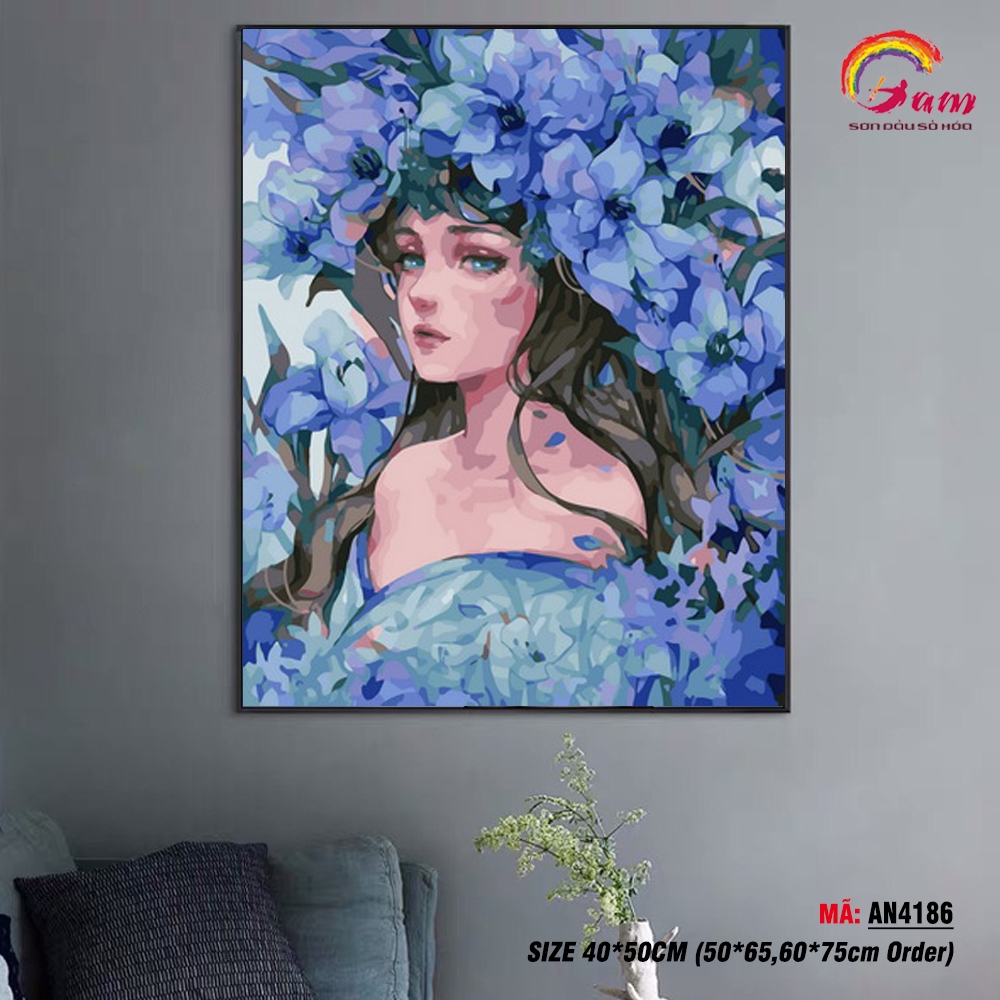 Tranh tô màu theo số Gam Nàng thơ AN4186