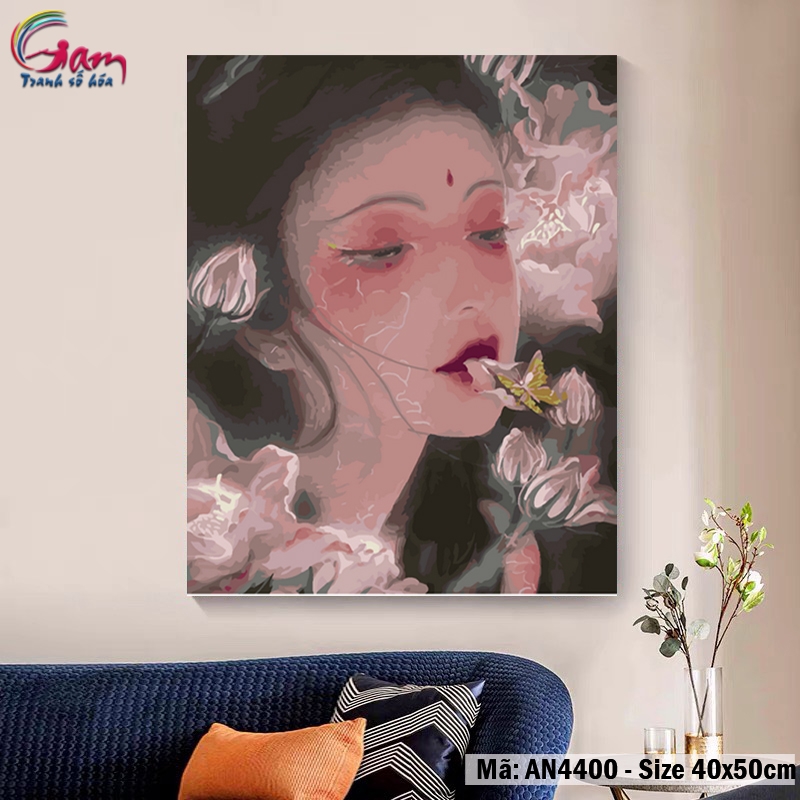 Tranh số hóa tự tô màu Cô gái Phượng Hoàng GAM Cổ trang AN4399