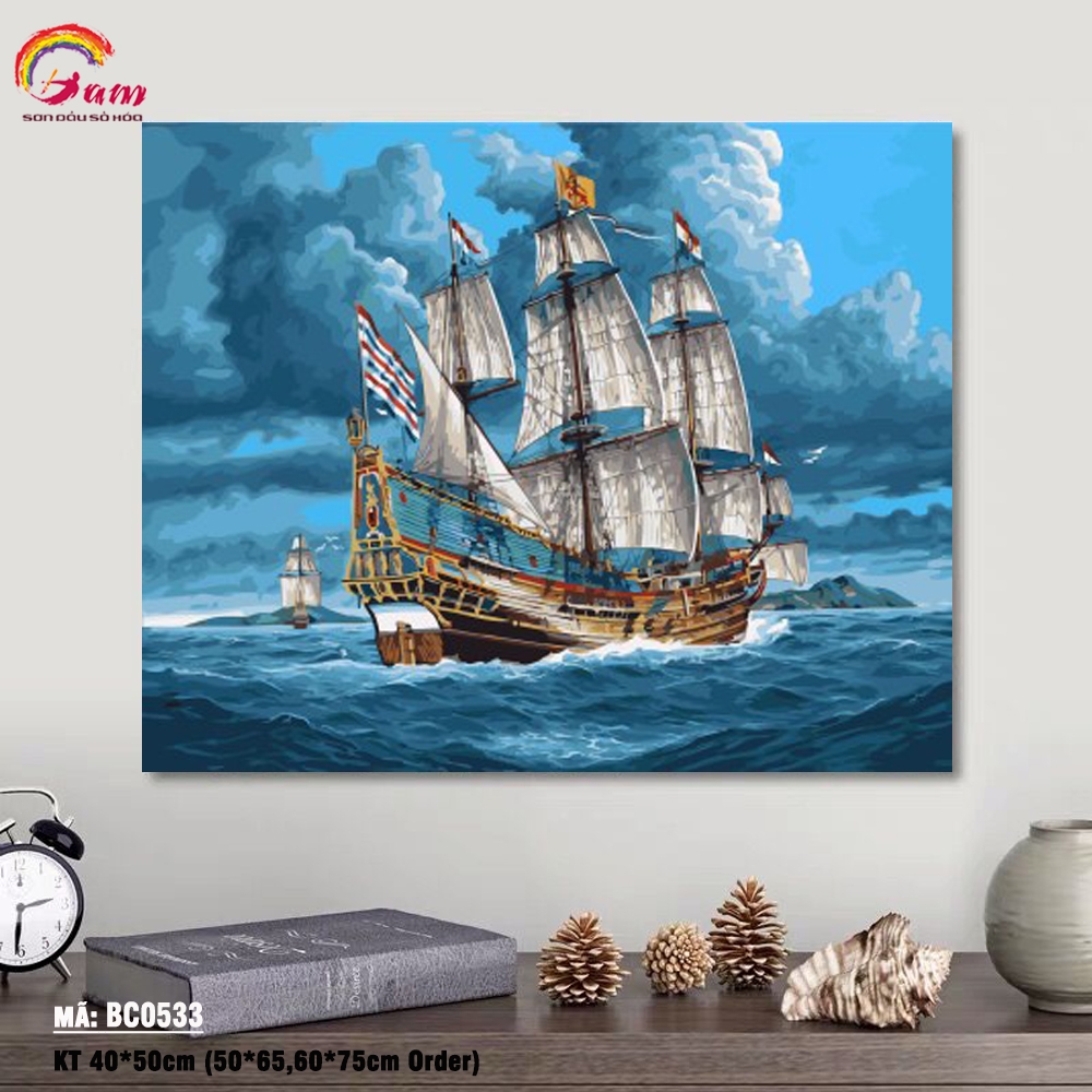 Tranh sơn dầu số hóa tự tô màu Gam khổ lớn 60x75cm căng sẵn (Hàng đặt trước) - Khổ 40x50cm - 40x50cm căng khung