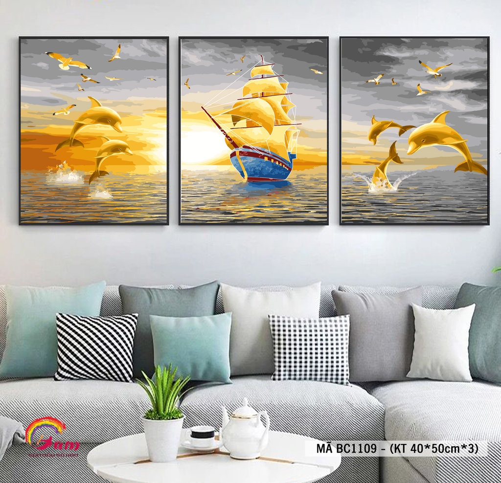 Tranh tô màu theo số Gam bộ 3 thuận buồm xuôi gió BC1109