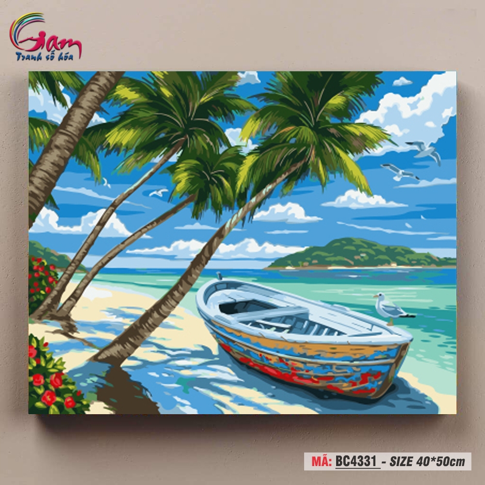 Tranh trang trí sơn dầu tự tô Gam biển xanh BC4331
