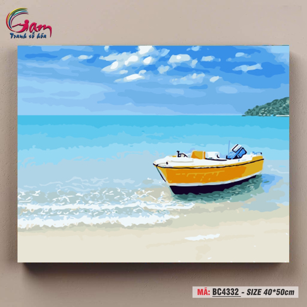 Trang trang trí treo tường sơn dầu tự tô Gam bờ biển xanh BC4332