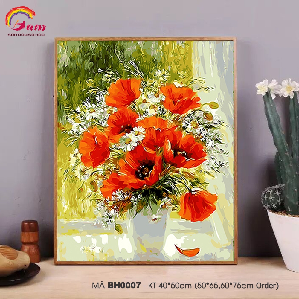 Tranh sơn dầu số hóa tự tô màu Gam khổ lớn 60x75cm căng sẵn (Hàng đặt trước) - Khổ 40x50cm - 40x50cm căng khung