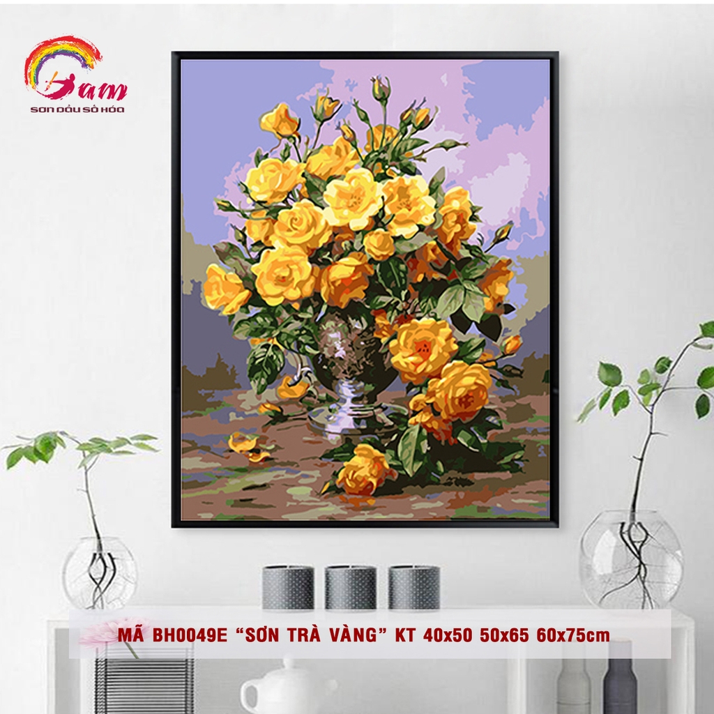 Tranh số hóa tự tô màu Sơn trà trắng sang trọng mã BH0049C