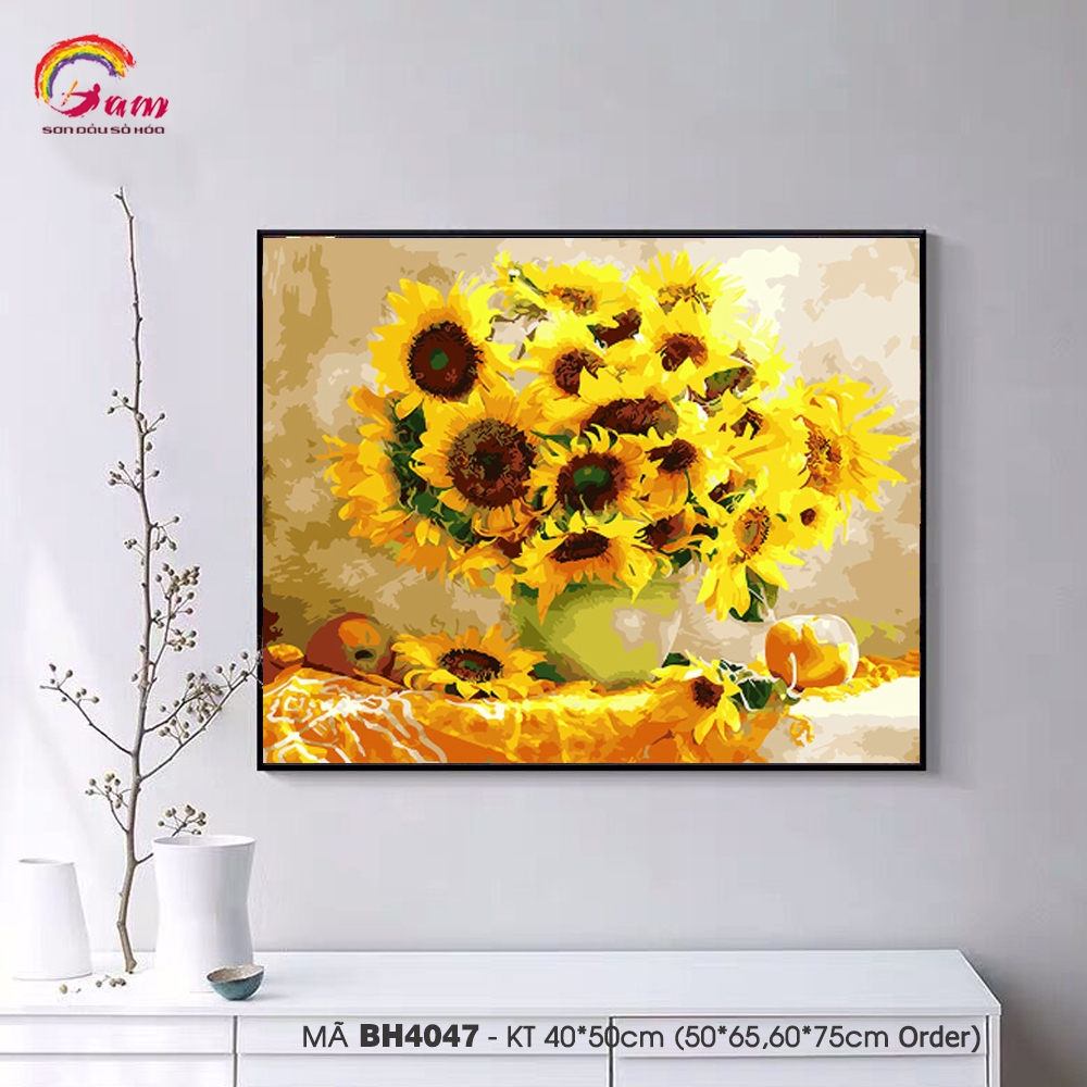 Tranh sơn dầu số hóa tự tô màu Gam khổ lớn 60x75cm căng sẵn (Hàng đặt trước) - Khổ 40x50cm - 40x50cm căng khung