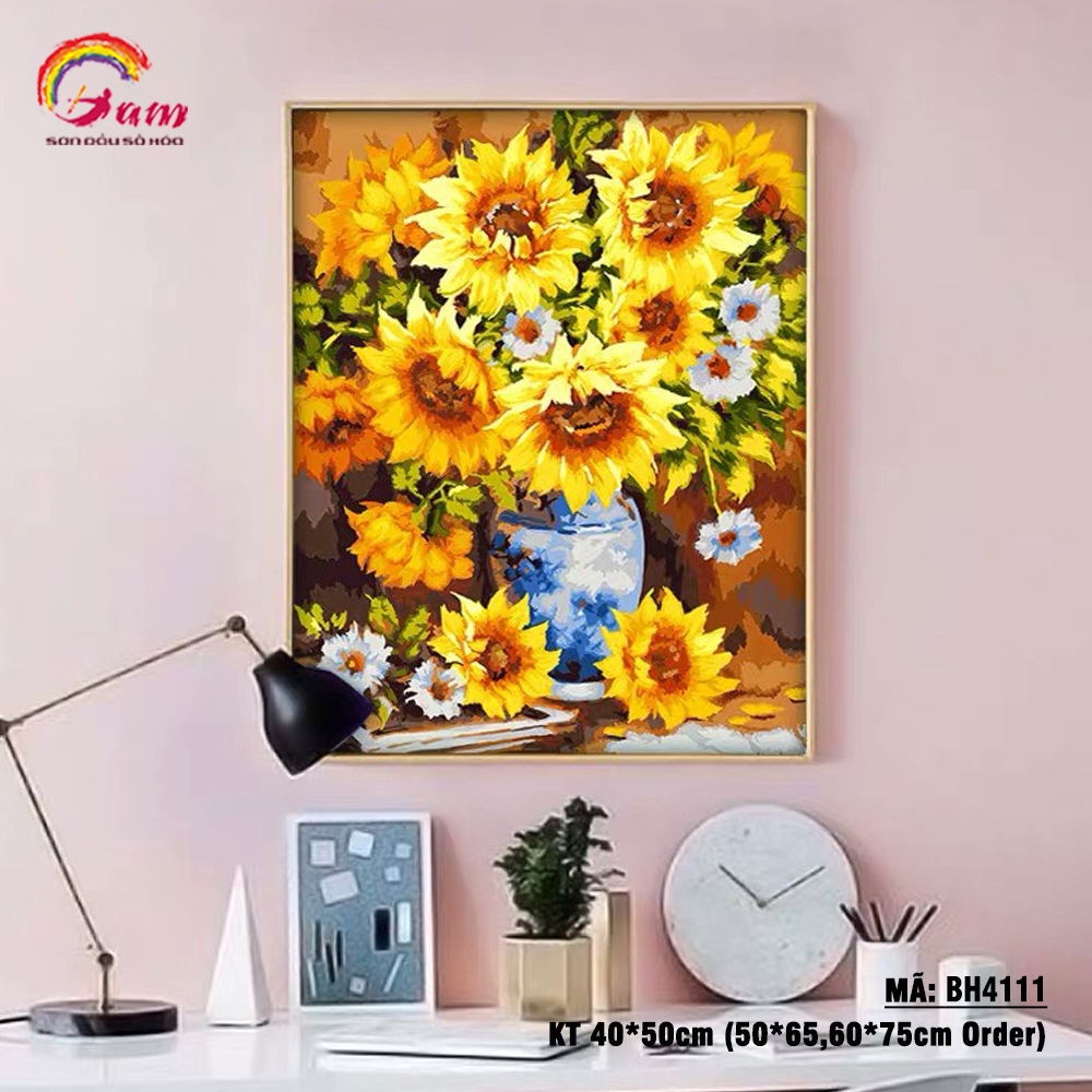 Tranh tự tô màu số hóa Gam Hoa hướng dương rực rỡ BH4111
