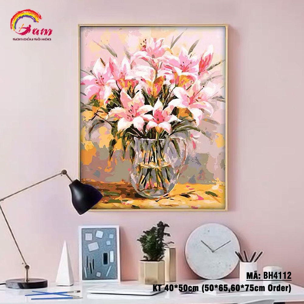 Tranh tự tô màu số hóa Gam Hoa huệ tây BH4112