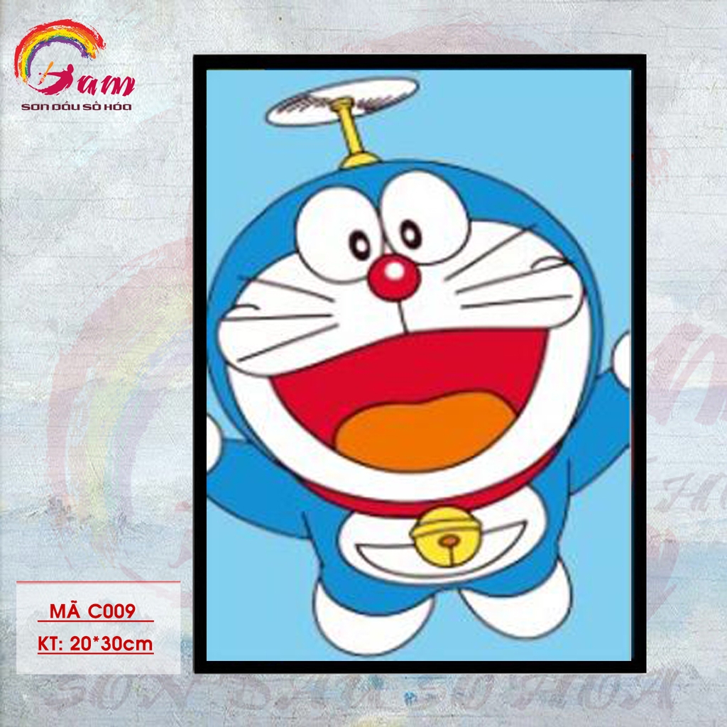 Tranh tự tô màu sơn dầu số hóa DIY size nhỏ cho trẻ em - Mã C009 Doraemon