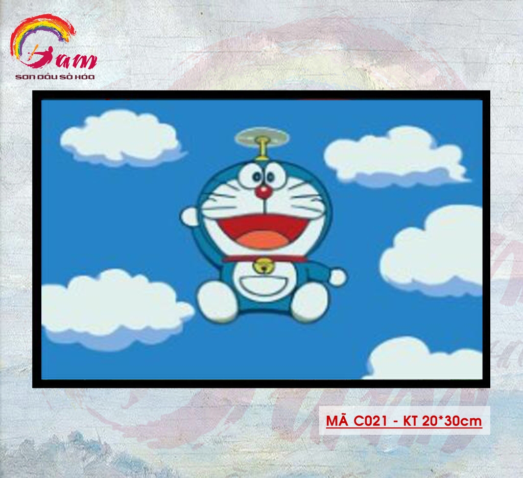 Tranh tự tô màu sơn dầu số hóa DIY size nhỏ cho trẻ em - Mã C021 Doraemon