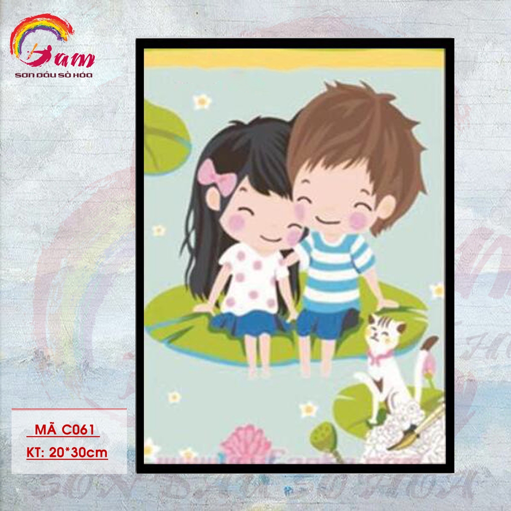 Tranh số hóa tự tô màu Gam C061 20x30cm căng sẵn khung