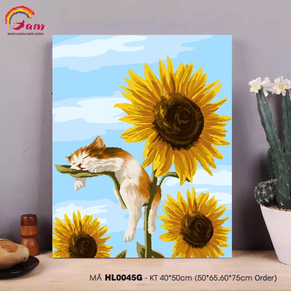 Tranh sơn dầu số hóa tự tô màu Gam khổ lớn 60x75cm căng sẵn (Hàng đặt trước) - Khổ 40x50cm - 40x50cm căng khung