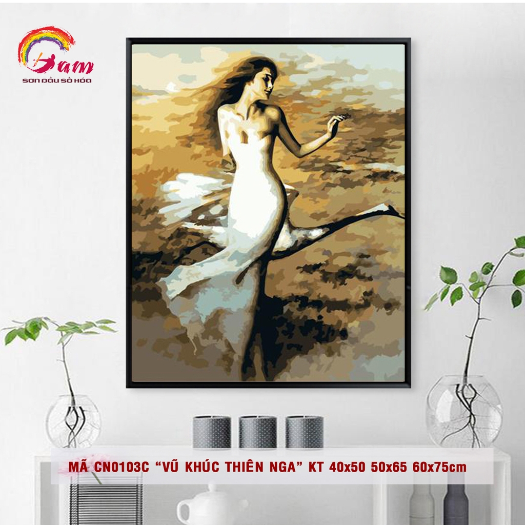 Tranh tự tô màu DIY sơn dầu số hóa về con người - Mã CN0103C Vũ khúc thiên nga