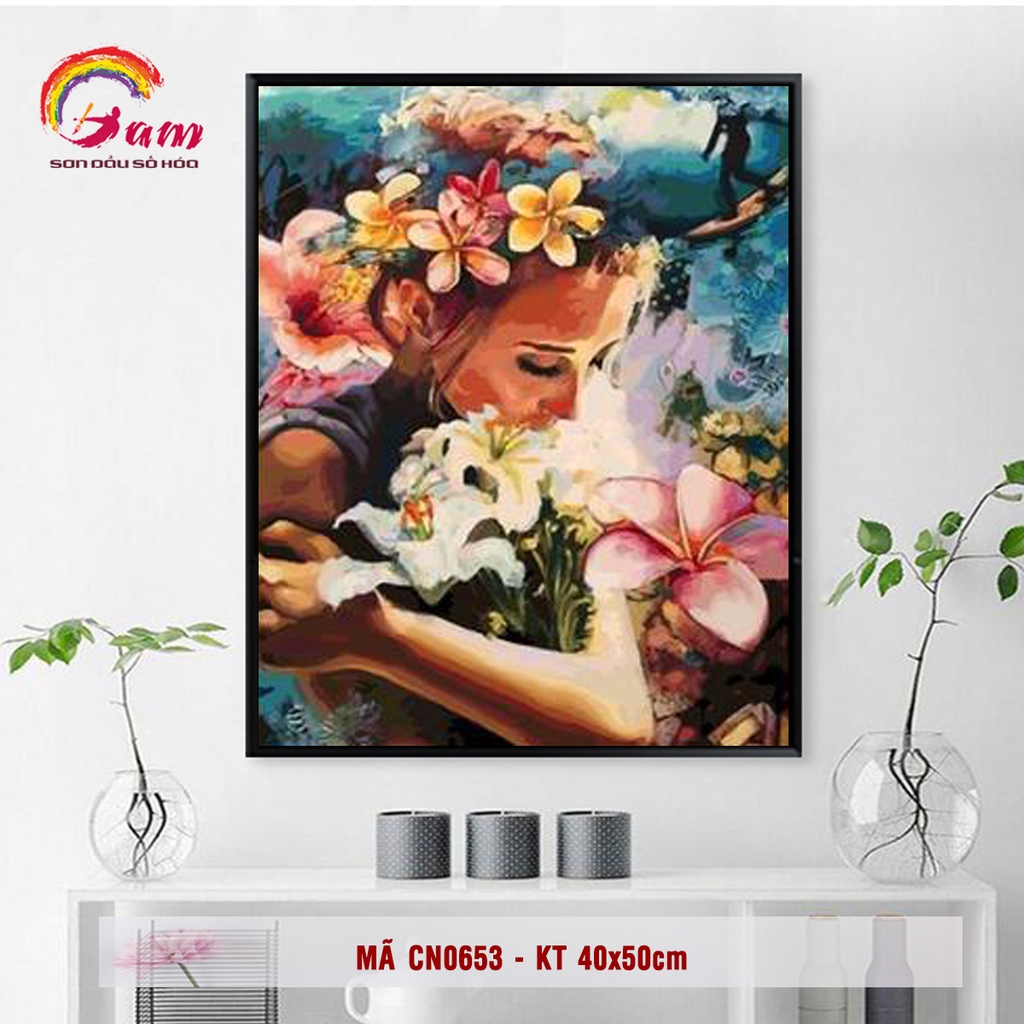 Tranh tự tô màu theo số Gam CN0653 40x50cm căng sẵn khung