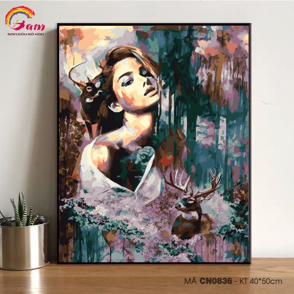 Tranh sơn dầu số hóa tự tô Gam CN0836 khổ lớn 70x90cm KHÔNG KHUNG