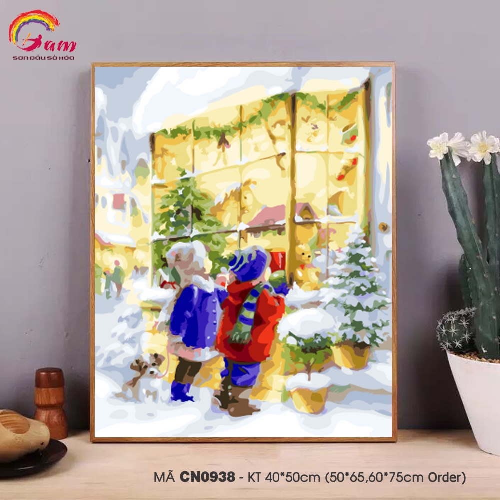 Tranh tự tô màu theo số Gam CN0938 40x50cm căng sẵn khung