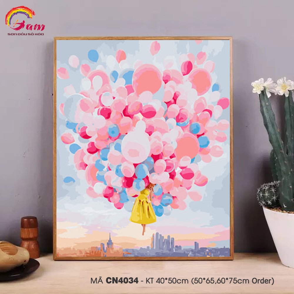 Tranh tô màu theo số chùm bóng bay CN4034