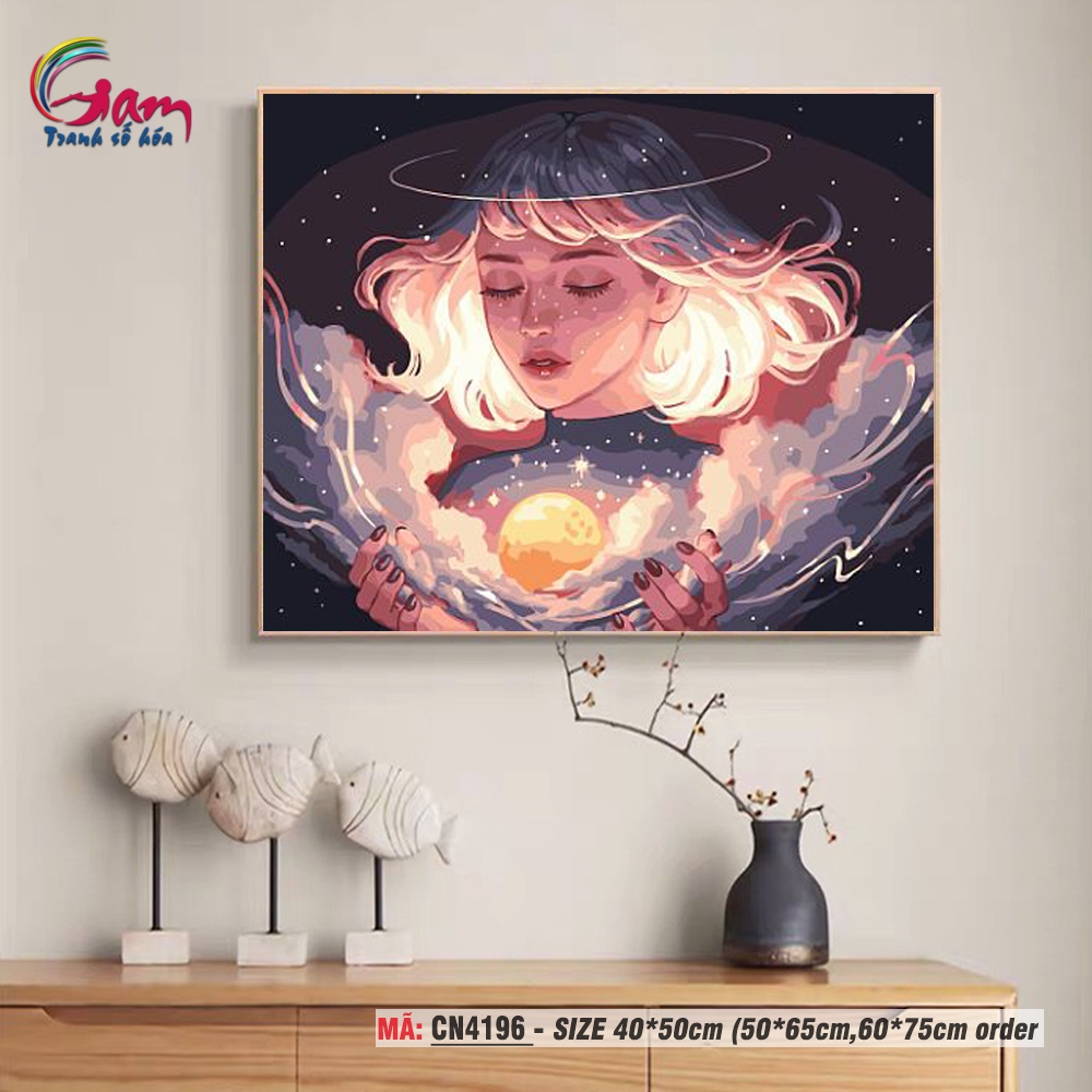 Tranh tô màu theo số Gam cô gái Anime hiện đại CN4196