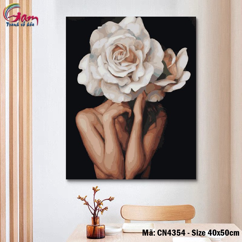 Tranh số hóa tự tô Cô gái và Hoa nghệ thuật GAM CN3091