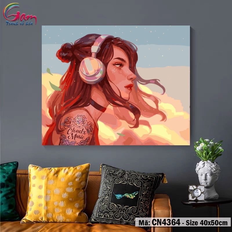 Tranh tô màu số hóa Cô gái hiện đại GAM CN4360
