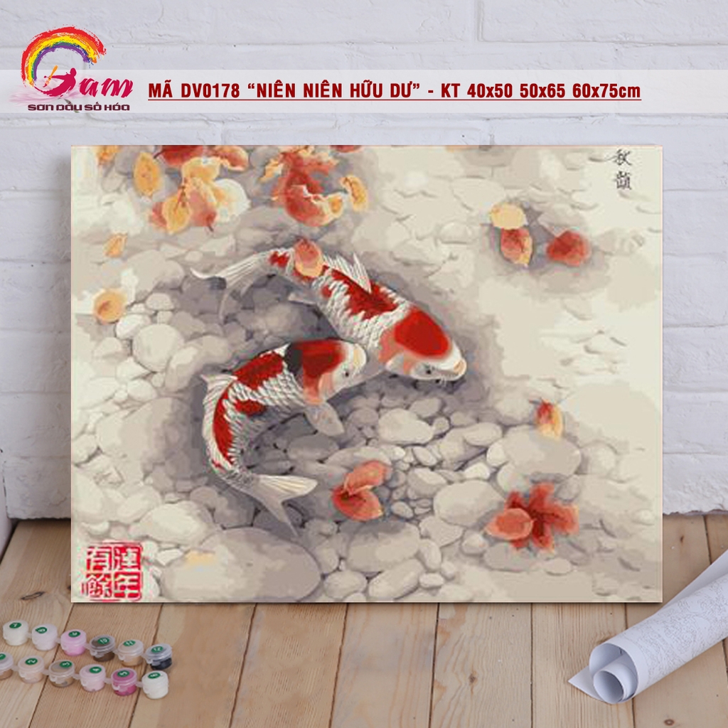 Tranh sơn dầu số hóa tự tô màu Gam khổ lớn 60x75cm căng sẵn (Hàng đặt trước) - Khổ 40x50cm - 40x50cm căng khung