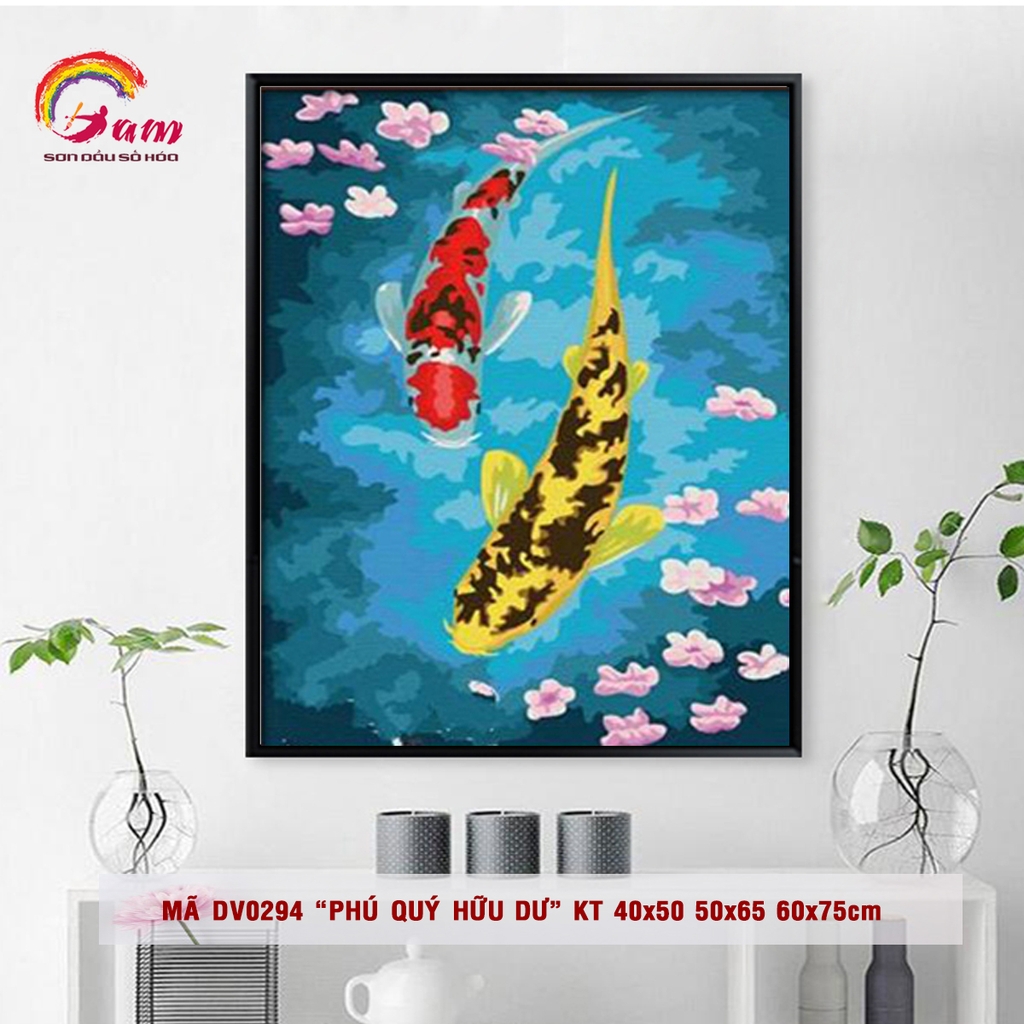 Tranh tự tô màu theo số Gam DV0294 40x50cm căng sẵn khung