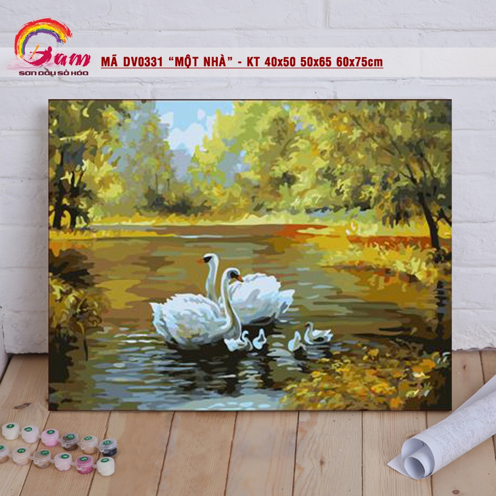 Tranh tự tô màu theo số Gam DV0331 40x50cm căng sẵn khung