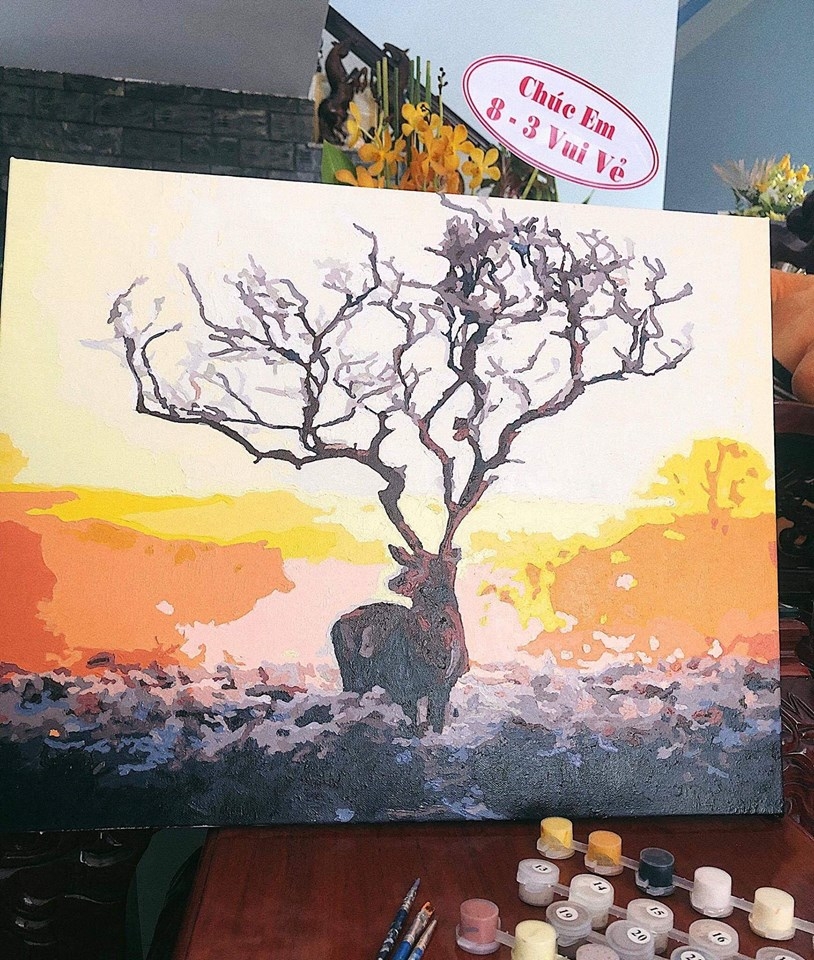 Tranh tự tô màu theo số Gam DV0249 40x50cm căng sẵn khung - DV0317