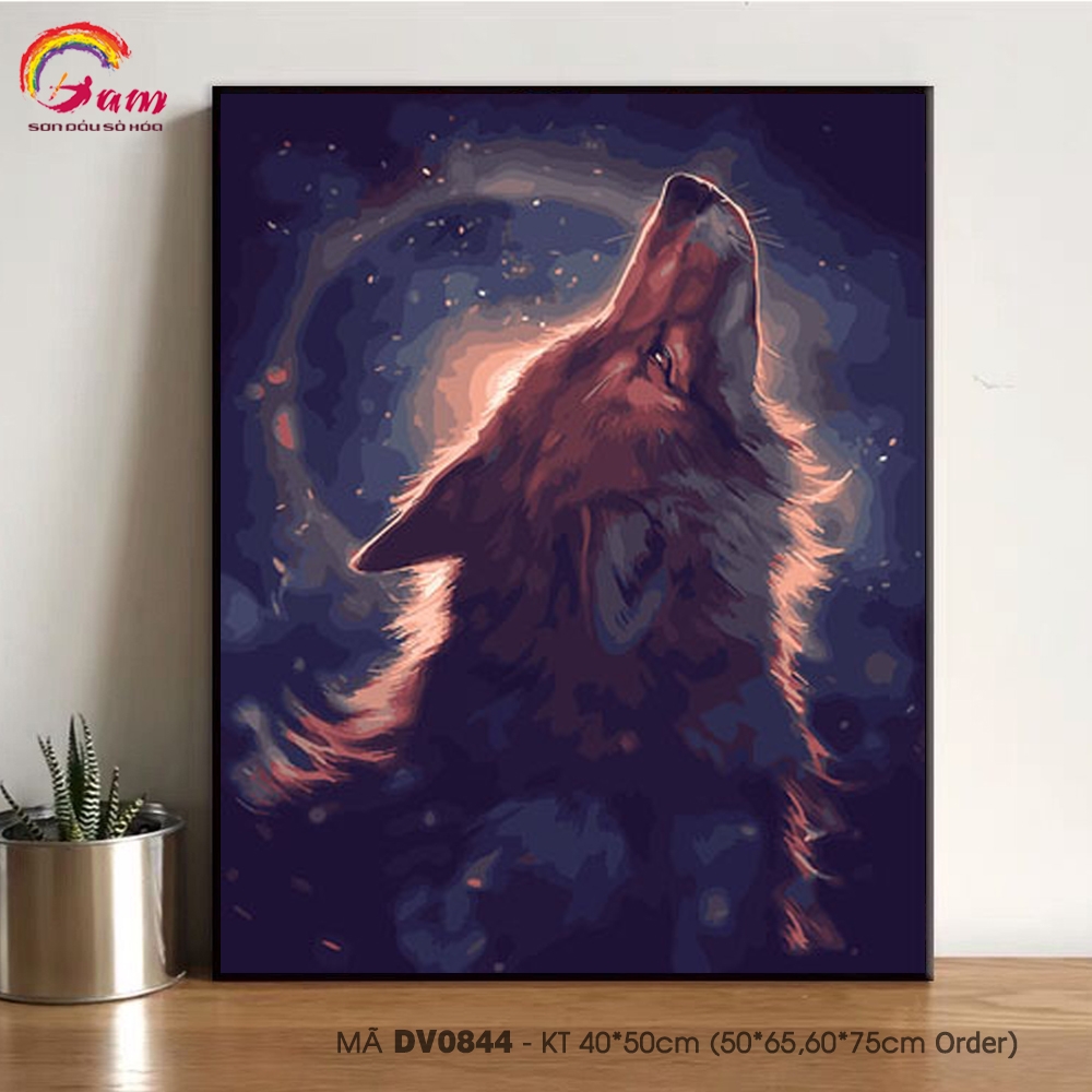 Tranh tô màu theo số sơn dầu số hóa ??CHUẨN MÀU?? Tranh chó sói DV0844