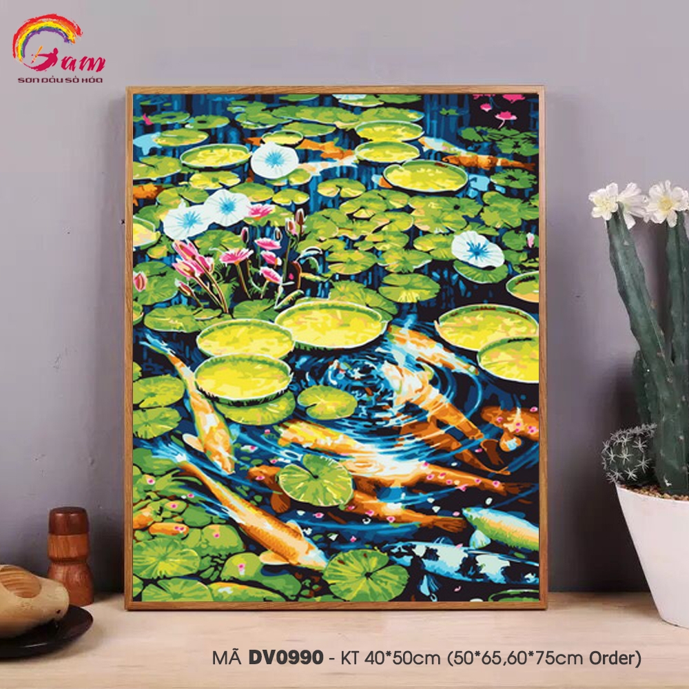 Tranh tự tô màu theo số Gam khổ lớn 50x65cm căng sẵn (Hàng đặt trước) - 40x50cm căng khung