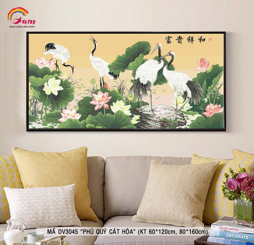 Tranh tô màu theo số Gam DV3045 khổ lớn 60x120cm KHÔNG KHUNG