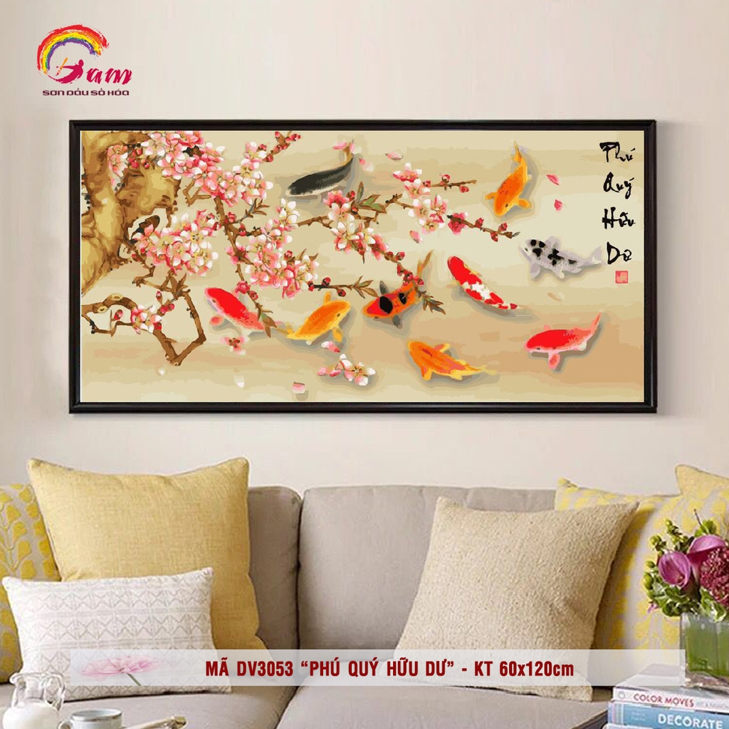 Tranh tô màu theo số Gam DV3053 khổ lớn 60x120cm KHÔNG KHUNG