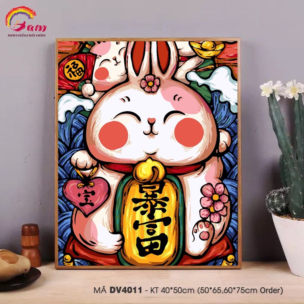 Tranh sơn dầu số hóa tự tô màu Gam khổ lớn 60x75cm căng sẵn (Hàng đặt trước) - Khổ 40x50cm - 40x50cm căng khung