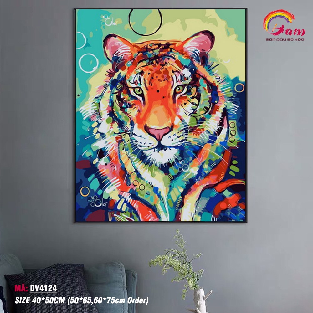 Tranh sơn dầu số hóa tự tô Gam Hổ bảy sắc DV4124