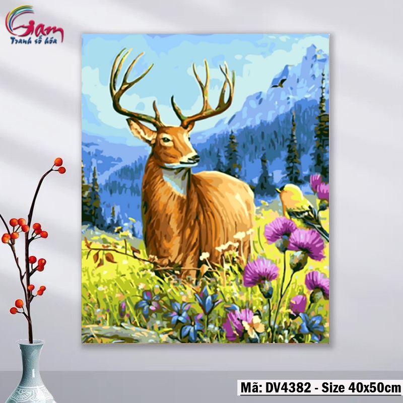Tranh tô màu theo số động vật Hươu Tuần Lộc GAM DV4381