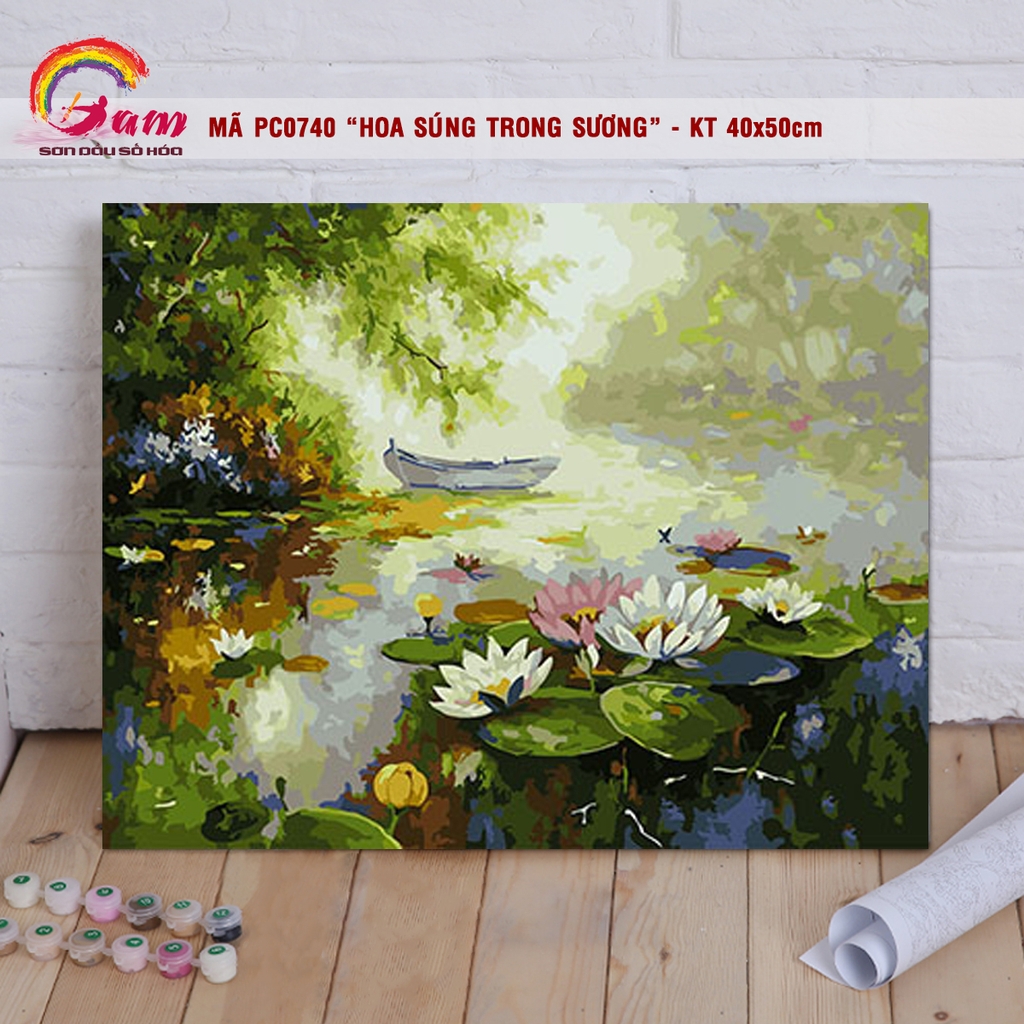 Tranh tự vẽ tự tô màu theo số Gam phong cảnh mùa thu lá vàng PC0017B - TQ0385 - PC0870