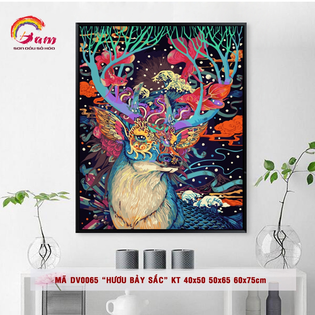 Tranh tự tô màu theo số Gam khổ lớn 50x65cm căng sẵn (Hàng đặt trước) - 40x50cm căng khung