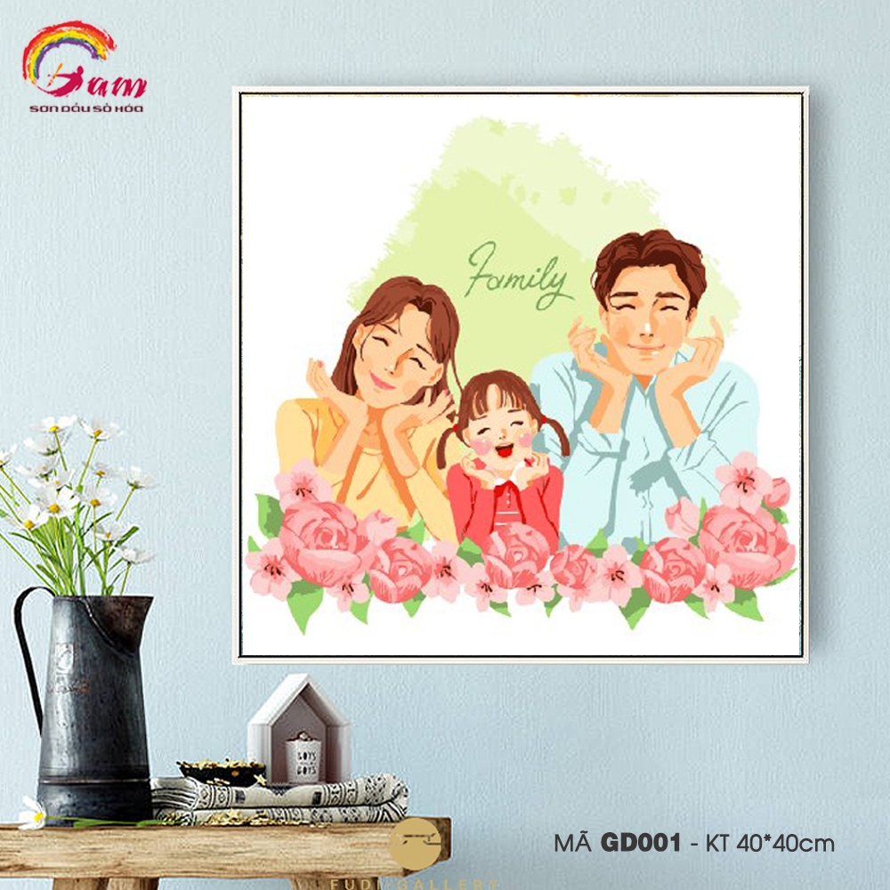 Tranh số hóa Gam GD001 40x40cm căng sẵn khung - GD004